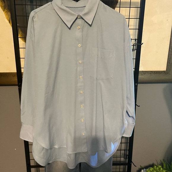 Maeve Light Blue Button Down Shirt NWOT oversized fit - Picture 7 of 11